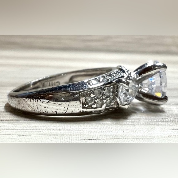 Vintage Designer Sterling Silver Cubic Zirconia Gemstone Cocktail Ring, Size 8 - Picture 7 of 13